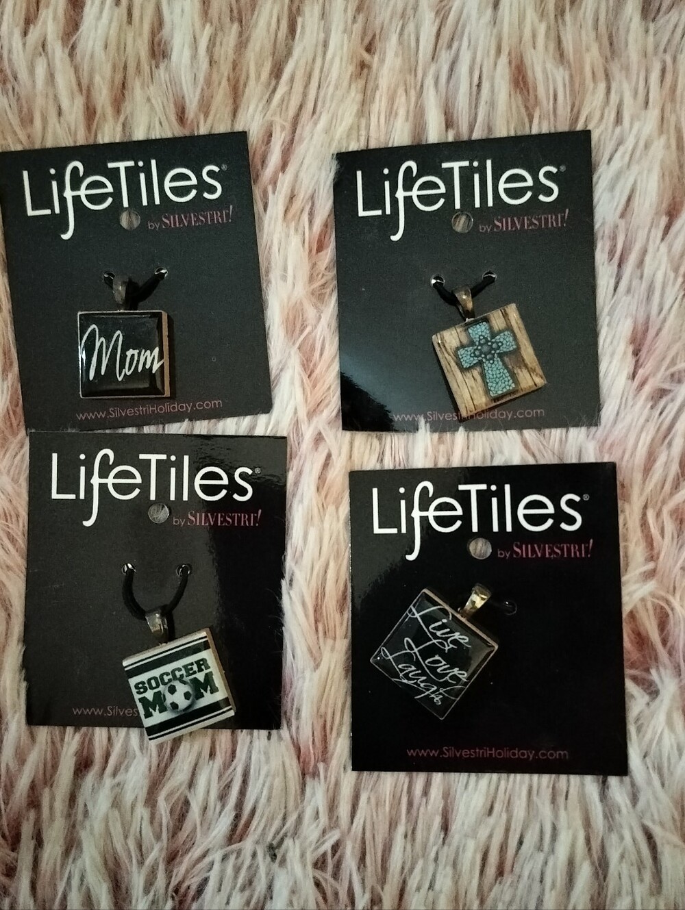 LifeTiles™ Blue & Black Pendant Charms - Set of 4